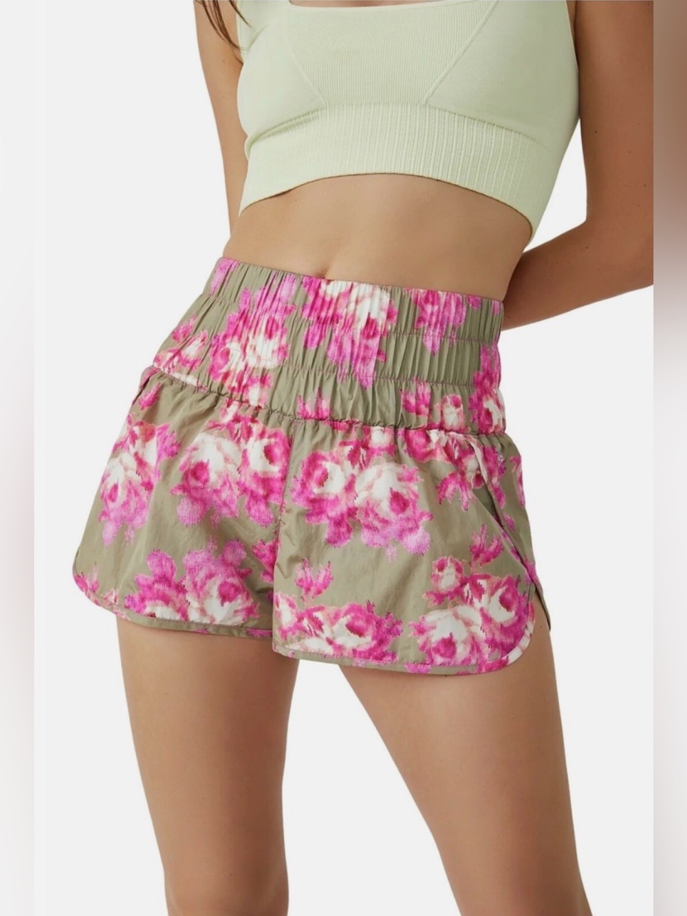 🌺 Free People FP Movement The Way Home Floral Printed Shorts sz Small